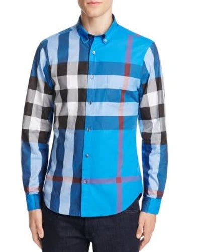 burberry fred exploded check button-down shirt blue neiman|Neiman Marcus.